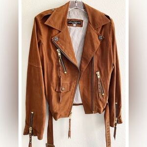 Biker Style Brown Leather Stylish Jacket By KETTLE BLACK made In USA